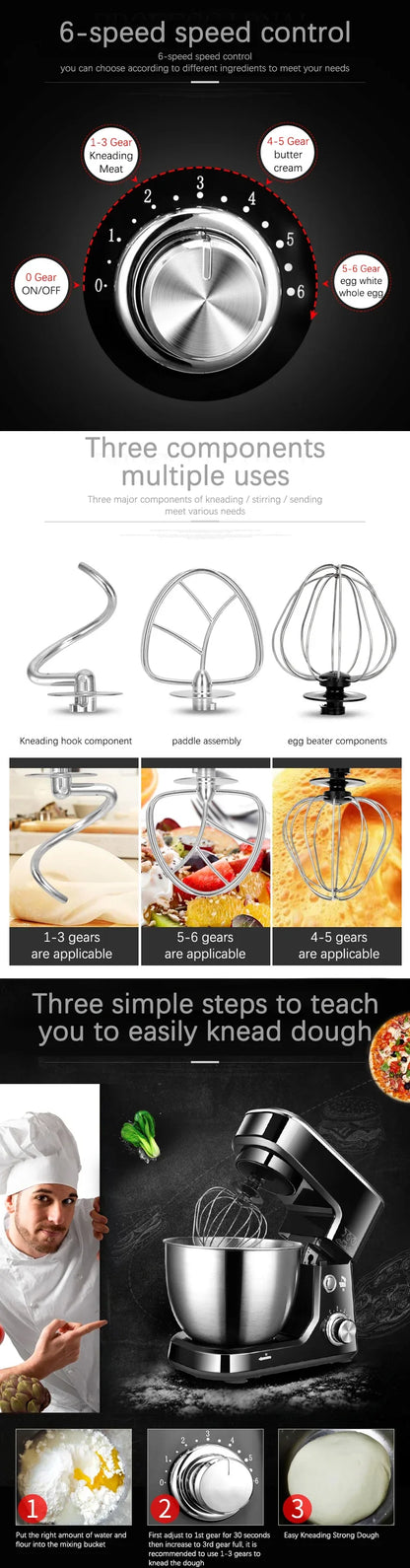 AC220-240V 50-60HZ 600W POWER 4L bowl Powerful home use mini food mixer hand mixer stand mixer Polupar Dough Cream Mixer muliuse