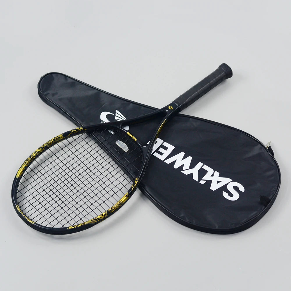 New Arrive Golden Dragon Tennis Racket with Free Bag Carbon Fiber White&Black 50-55lbs Tennis Racquets for Players