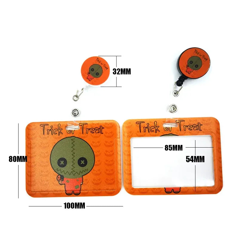 Halloween Trick R Treat Art Cartoon Anime Fashion Lanyards Bus ID Name Work Card Holder Accessories Decorations Kids Gifts