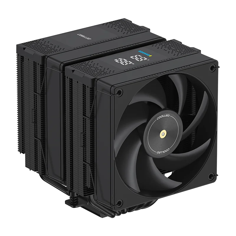 COOLLEO P60T DIG BK Two-Tower Computer Case Air Cooler 6 Heat Pipes CPU Cooling LGA115X/1200/1700/1851 for Ryzen AM4/AM5 275W