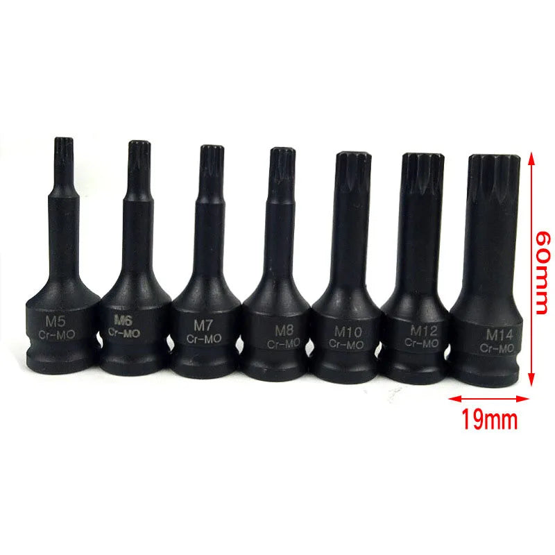 Integrated Sleeve Set 3/8 Pneumatic Screwdriver Sleeve Tool Set T-shaped H-shaped M-shaped Sleeve