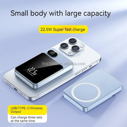 Custom logo PD 22.5w Power BankMini Fast Charging 5000mAh 10000mAh Wireless Charger Magnetic Wireless Charger