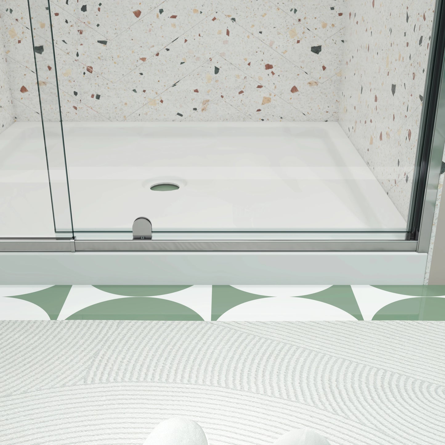 56-60" X 71" Chrome Pivot Shower Door, 1/4" SGCC Tempered Glass & Reversible Installation