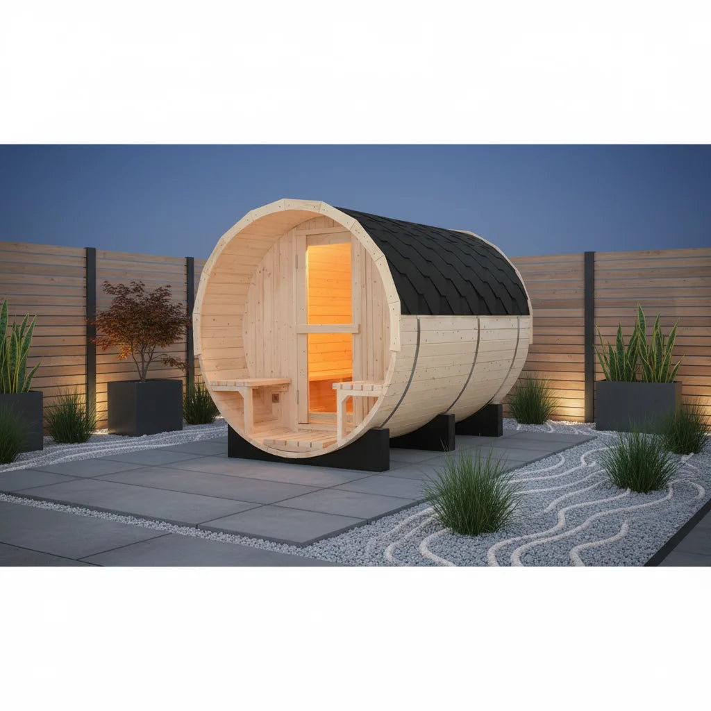 Luxury 8ft Barrel Sauna - Premium Canadian White Pine - Your Backyard Spa Retreat (10% OFF, Ready to Ship)