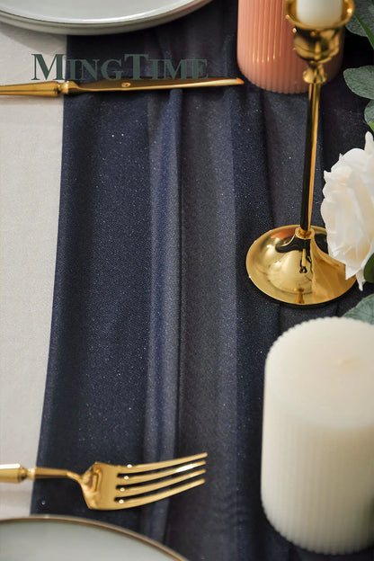 Sheer Chiffon Luxury Solid Colorful Table Runner Blue Rustic Boho Wedding Party Bridal Shower Birthday Home Christmas Decoration