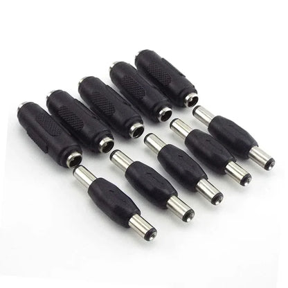 5.5*2.1mm / 5.5x2.1 mm DC double male to male Power Socket Connector CCTV female to   female Panel Mounting Jack Adaptor
