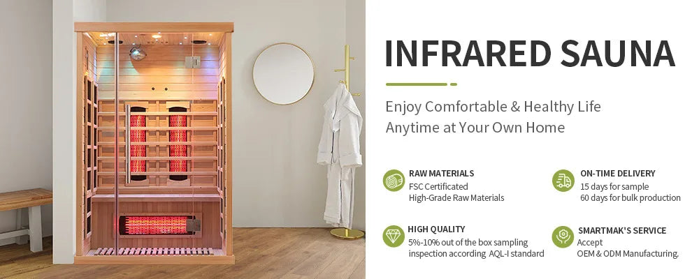 Luxury 1-Person Modern Cedar Electric Sauna Room with Red Cedar Solid Wood and Dry Steam Stove for Apartment or Villa