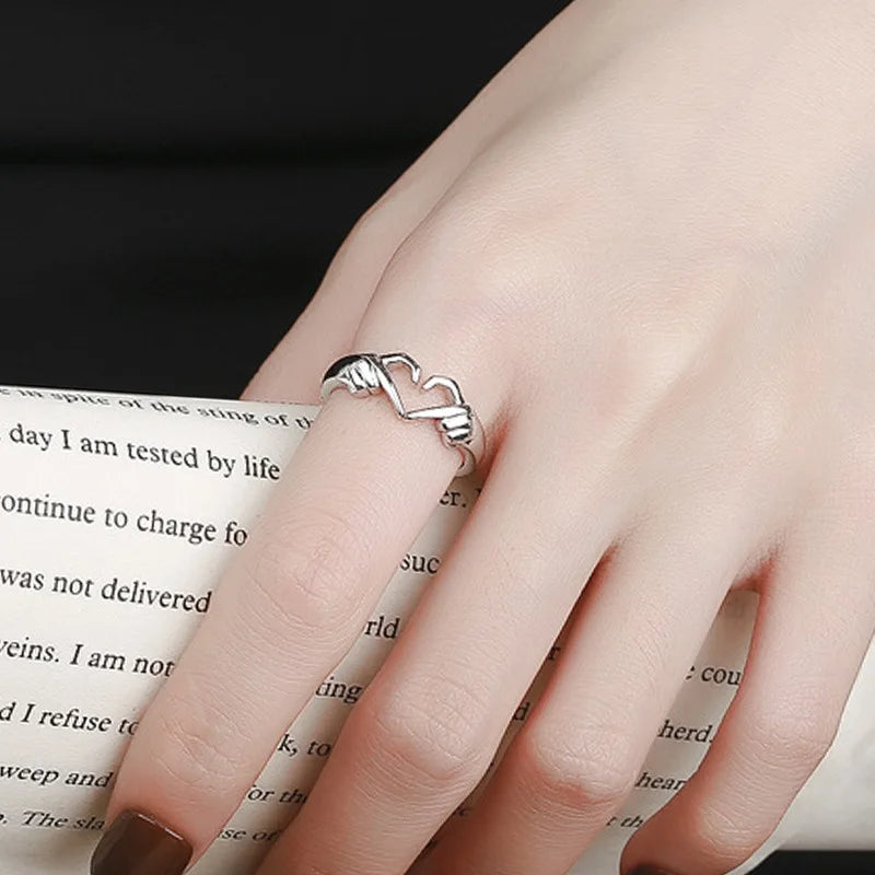 Q355 Heart Shape Stainless Steel Ring Modern Unisex Fashion Jewelry Gift Plain Design For Couple Or Self