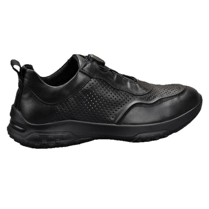 Men's Genuine Leather Sport Shoes Round Toe Breathable EVA Midsole Rubber Outsole Summer Casual Walking Shoes