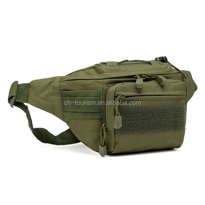 Camouflage Chest Daypack Single Crossbody Strap Waterproof Polyester Tactical Waist Bag for Outdoor Sports Zipper Closure