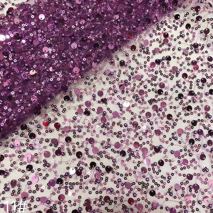 Width 130 cm Polyester Sparkly Sequins Embroidery Beads Mesh Fabric Heavy Tulle Lace Fabric for Wedding Dress Curtain