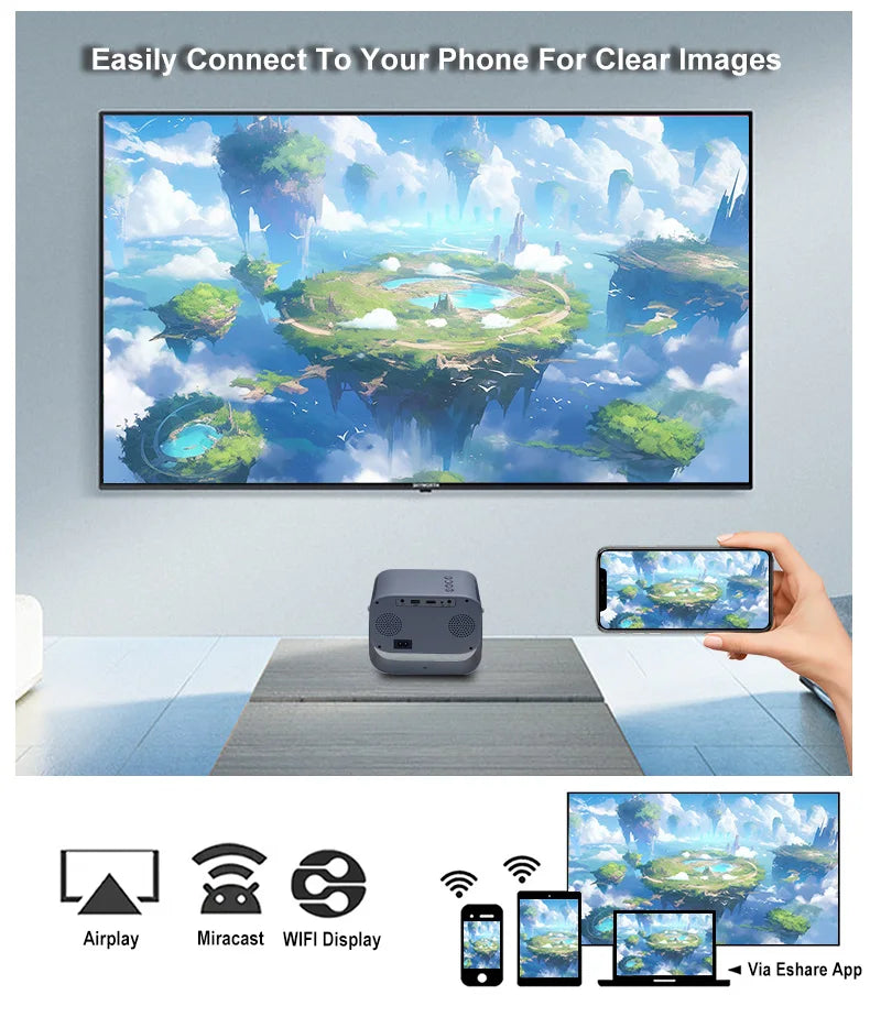 Everycom  K1W Portable Projector Android Wifi 3D Mini Projector Home Cinema Support 4K LED Home Video Projector