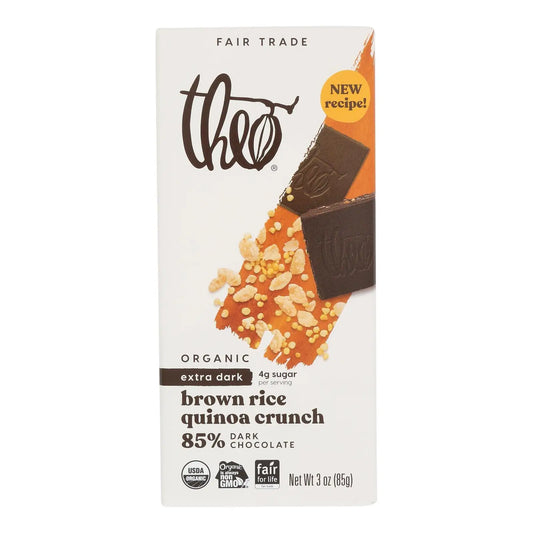 UD2 Theo Chocolate Case of 12-3 Oz 85% Dark Chocolate Quinoa Crunch with Black Rice Black Color