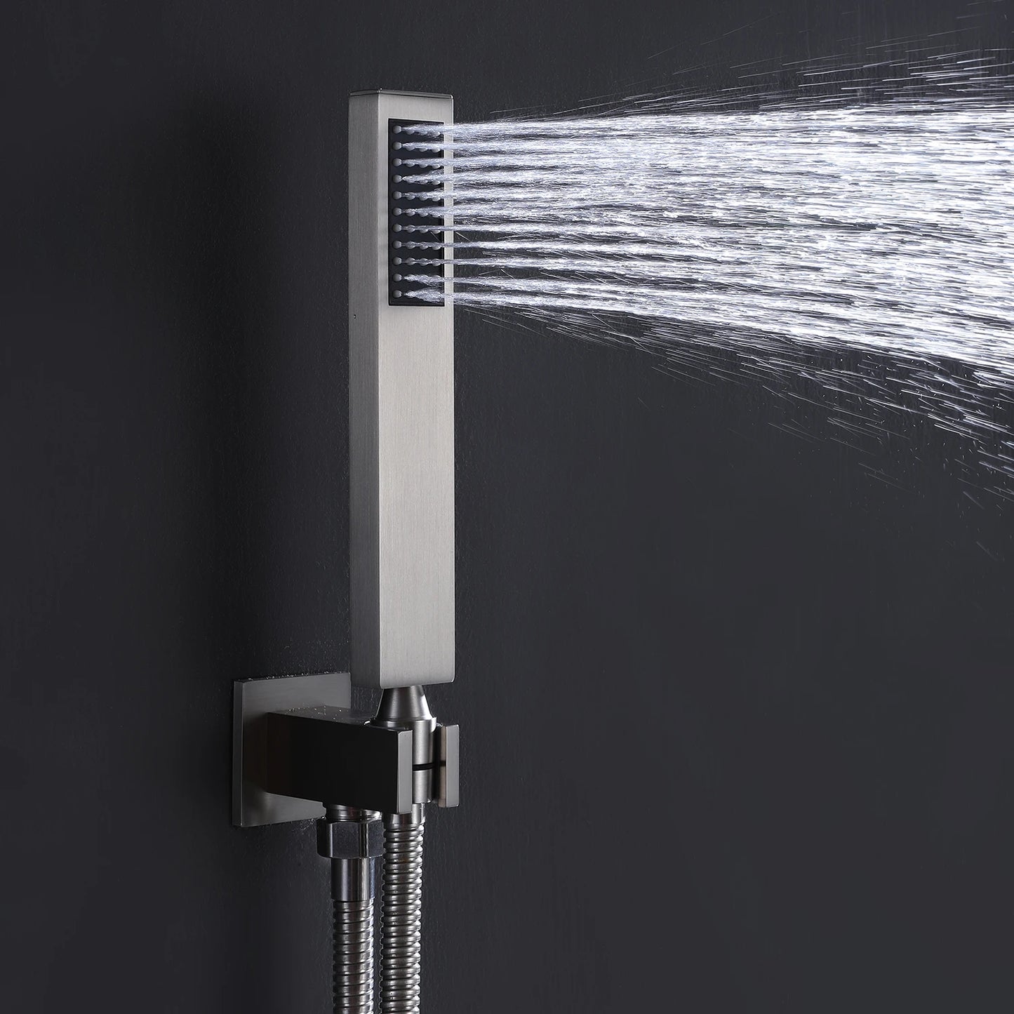 Homein Matte Black Double Handle 2-Function Brass Concealed Shower Set, Pressure Balance Valve Rainfall Shower System