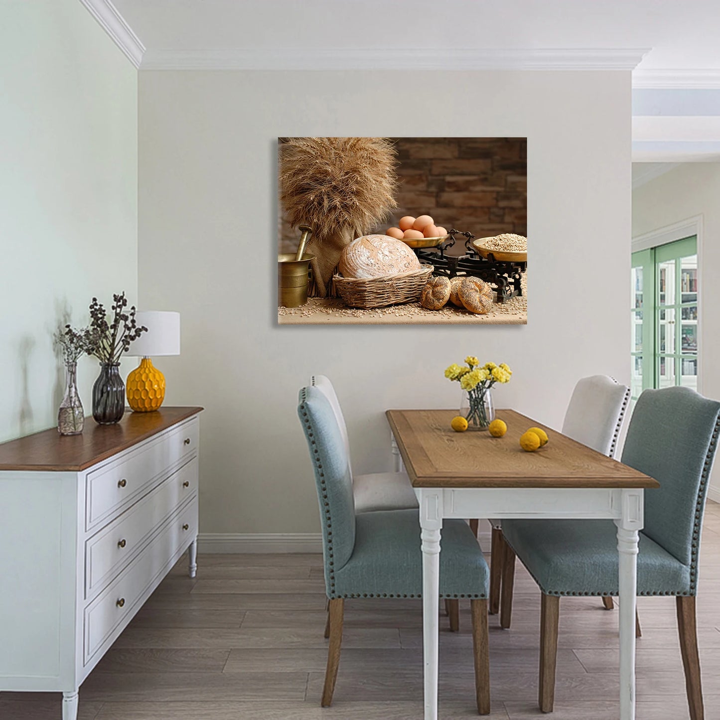 1pc Canvas Wall Art Bread Basket & Baked Goods Canvas Print Wall Art - Wheat, Flour & Assorted Breads, Ideal for Kitchen Decor
