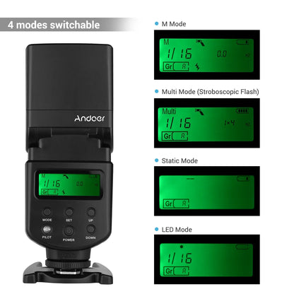 Andoer Universal Flash Speedlite GN40 Adjustable LED Fill Light On-camera Flash for Canon Nikon Olympus Pentax DSLR Cameras