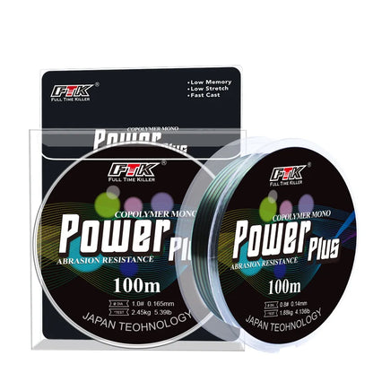 FTK 100m Fluorocarbon Coating Fishing Line 0.2mm-0.5mm Carbon Surface Nylon for River and Lake Fishing