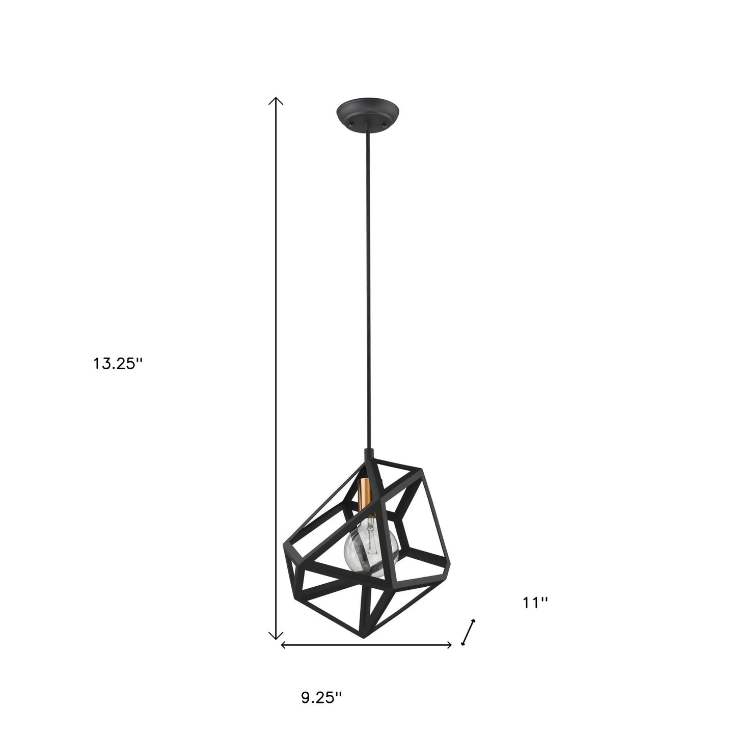 HMS Hedron 1-Light Pendant Matte Black Rectangular Suspension Warm White Light Farmhouse-Contemporary-Modern for Kitchen Island