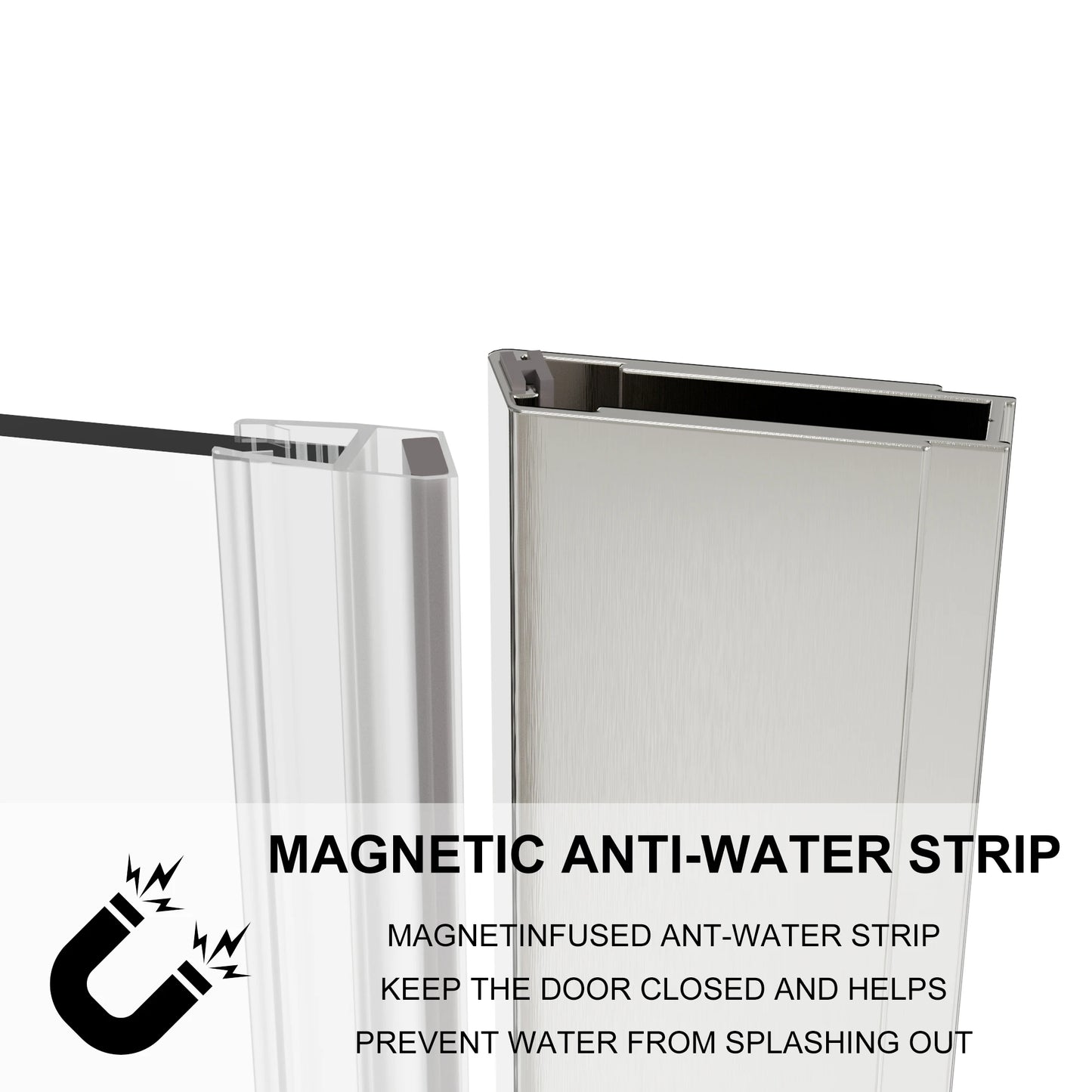 Sliding Glass Shower Door with Aluminum Frame Seal Strip System Tempered Safety Glass Bathroom Shower Room Door