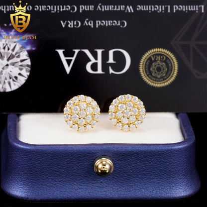 Factory Direct Fine Jewelry 925 Silver Earrings Iced Out Vvs Moissanite Earring Diamond  Stud Earring Men Women