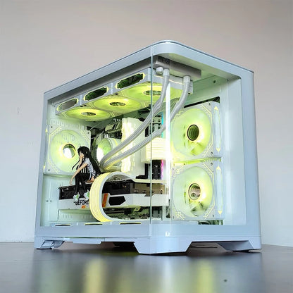 Lovingcool New OEM ODM White RGB Gaming PC CPU Case Mid Tower MATX ITX Curved Glass Gaming Desktop Case With 120mm ARGB Fans