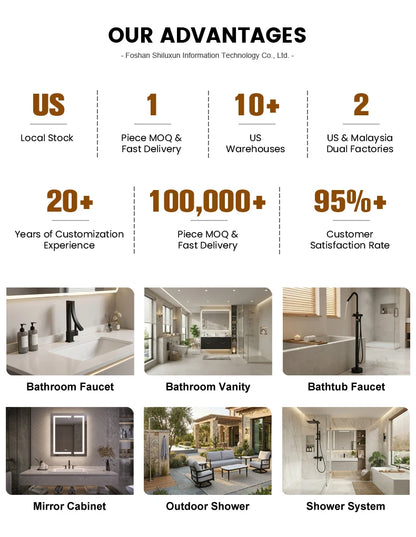 24" Floating Bathroom Vanity Set Wall Mounted Solid Wood Cabinet 2 Push Open Drawers SMC Resin Integrated Basin US Stock