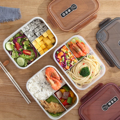 School Office Reusable Microwaveable Meal Prep Food Storage Container BPA-free PP 3 Compartment Simple Plastic Bento Lunch Box