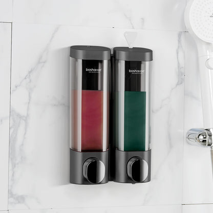Magic Suction Cup 300ml*2 Bathroom Wall Mount Double Liquid Soap Dispensers Hand Press Toilet Equipment Hand Sanitizer Dispenser