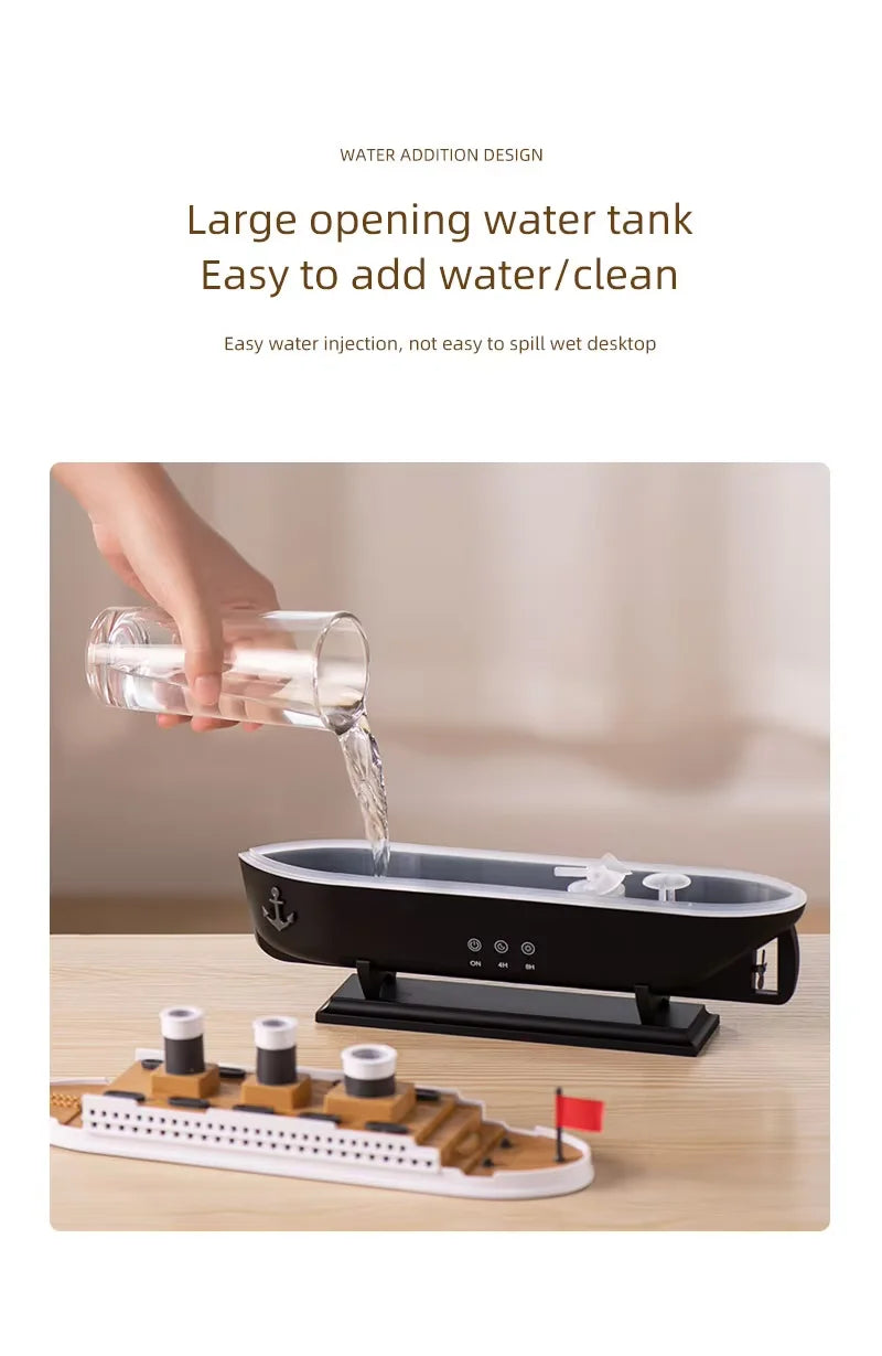 2025 Electric Ship Diffuser Humidifier Ultrasonic Essential Oil Jellyfish Diffuser Desktop Smart Home Boat Diffuser for Office