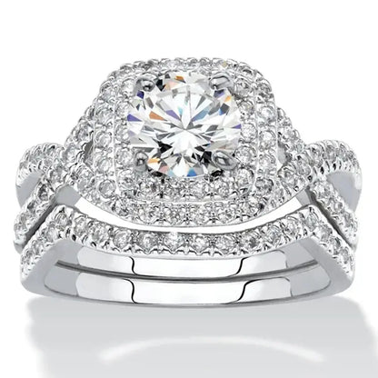 Q103 Women's White Gold Diamond Engagement Ring Round Brilliant Cut Natural G Color Halo Design