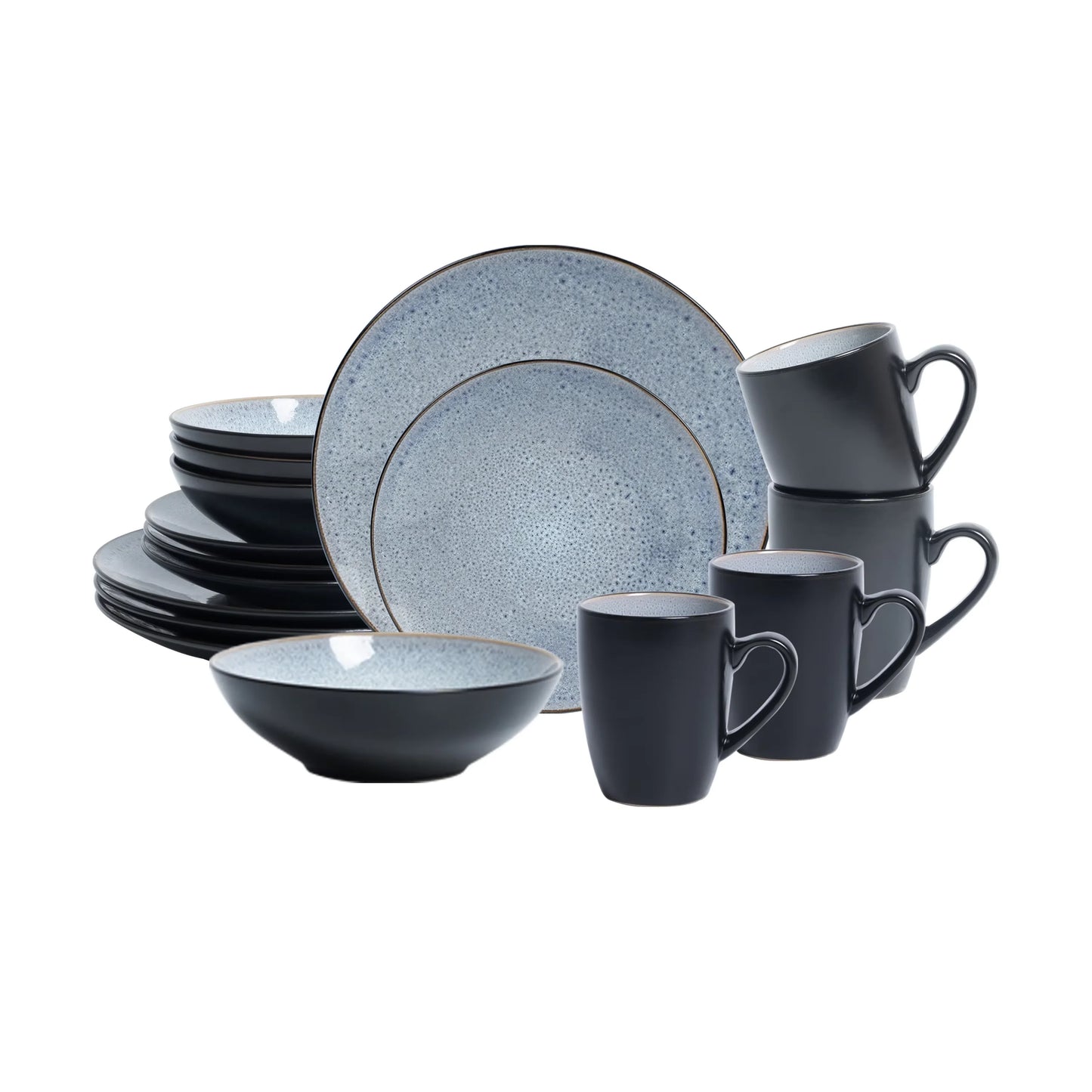 16 Pc Grey Modern Reactive Glaze Stone Tool Set Popular Kitchen Ceramic Set Ceramic Coffee Cup and Tableware Set Kitchen