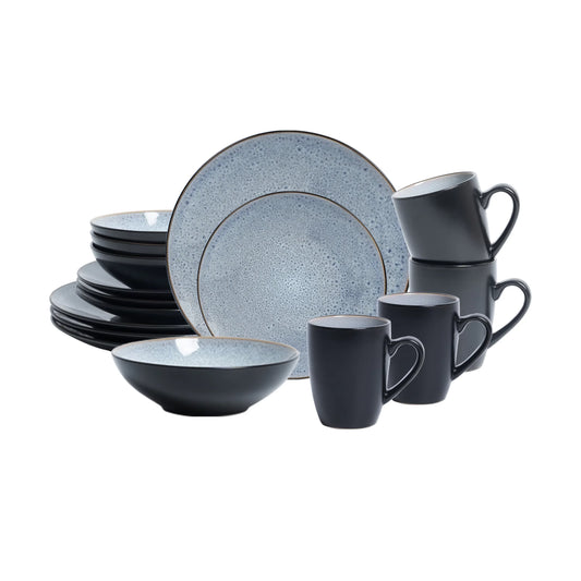 16 Pc Grey Modern Reactive Glaze Stone Tool Set Popular Kitchen Ceramic Set Ceramic Coffee Cup and Tableware Set Kitchen