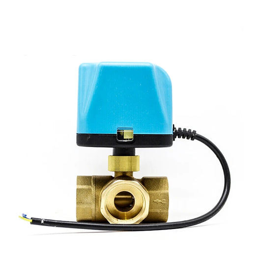 1/2" to 2" Three Way Electric Motorized Brass Ball Valve Water 220VAC/12VDC/24VDC Two Wire Normally Close L/T Type Control Valve by PDG ibma