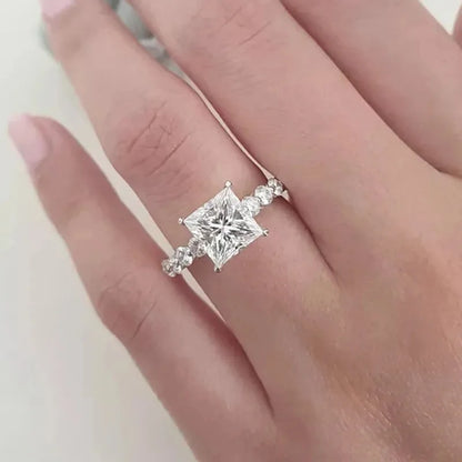 Q536 Princess Cut Diamond Ring Natural Diamond Engagement Ring Classic Women's Jewelry