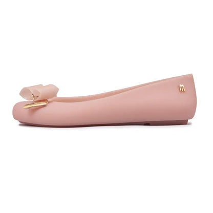 Design Big Butterfly Knot Melissa Women Flat Mules Sandals High Quality Cozy Patent Leather Pointed Toe Back Strap Shoes