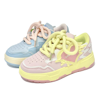 Internet Celebrity Hot White Sneakers, 2026 New Niche Design Thick Sole Board Shoes, Women Daily Casual Running Footwear