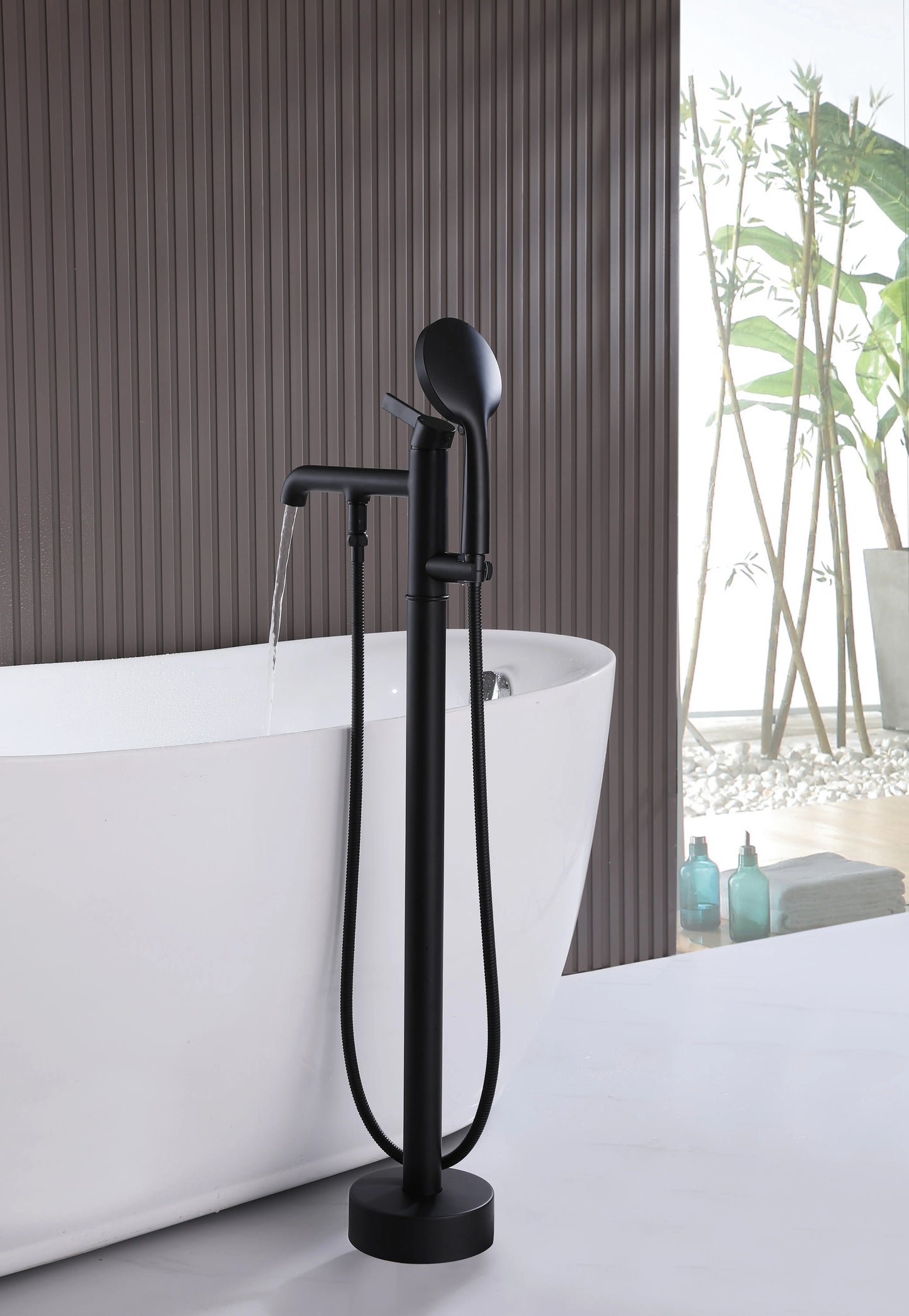 Kaiping Factory Free Standing Copper Bath Tub Mixer Tap Rain Shower Faucet Set Thermostatic Single Handle Shower Head Ceramic