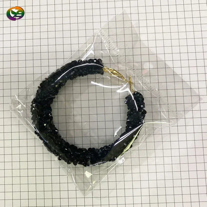 Trendy Women Geometric Big Hoop Earrings Resin Crystal Bling Hoop Earrings Custom Color Exaggerated Gold Earring for Girls