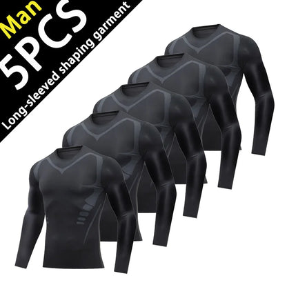 USA Warehouse 3 Pack Compression Shirts for Men Long Sleeve Athletic Base Layer Undershirt Gear T Shirt for Workout