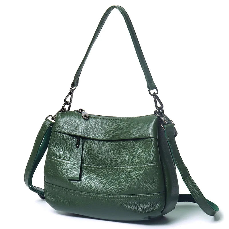 2025 New Fashionable Lady's Multi-layer Crossbody Bag Versatile Top Cowhide Soft with Double Shoulder Straps