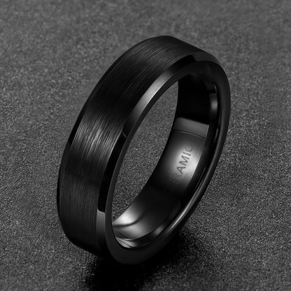 OAHLAN 4/6/8mm Black Ceramic Ring Brushed Comfort Fit Couple Wedding Band Engagement Rings Men Women Fashion Jewelry Size4-15