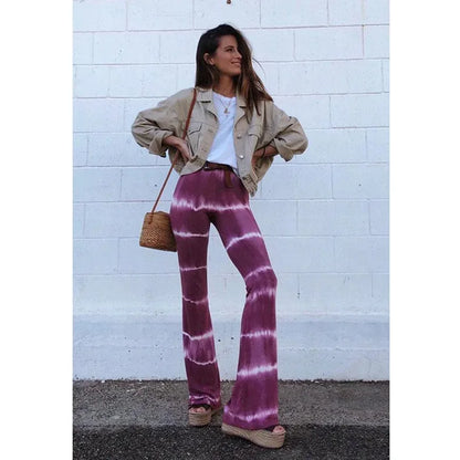 2023 Brown Leopard Y2K Joggers Women High Waist Flare Pants Double Layer Mesh Girl Aesthetic Tie Dye Trousers Female Sweatpants