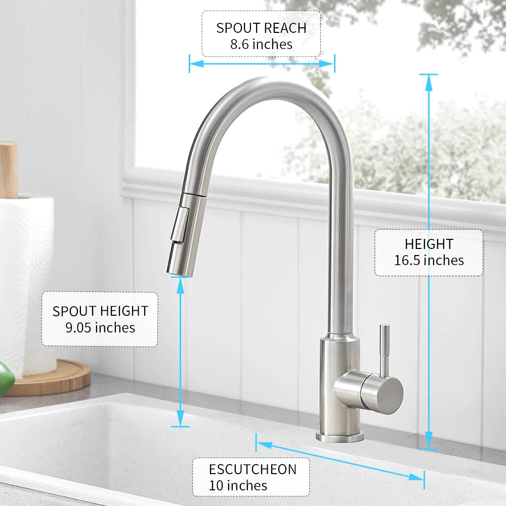 Touch Sensor Smart Kitchen Sink Faucet Flexible Pull Out Spout Deck-mount Hot Cold Water Mixers Kitchen Tap