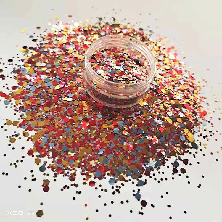 Wholesale Factory Bulk Fine Special Shape Chameleon Chunky Glitter Cosmetic Nail Art Craft 1kg Powder