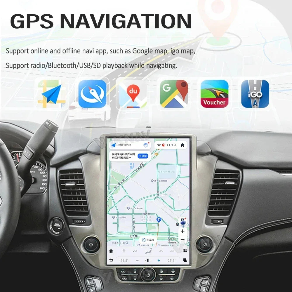 Vertical Screen GPS Navigation for Chevrolet Suburban Tahoe GMC Yukon 2014-2020 Android11 Auto Car Radio Multimedia Player 128GB