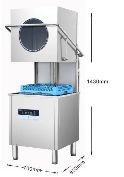 Industrial Electric 9KW Stainless Steel Hood Dishwasher Hot Water Cleaning Easy Operation Automatic Commercial Kitchen Laundry