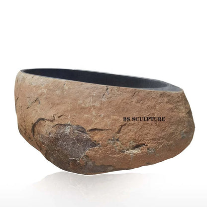 Outdoor Decoration Natural River Brown Stone Bathtub for Sale