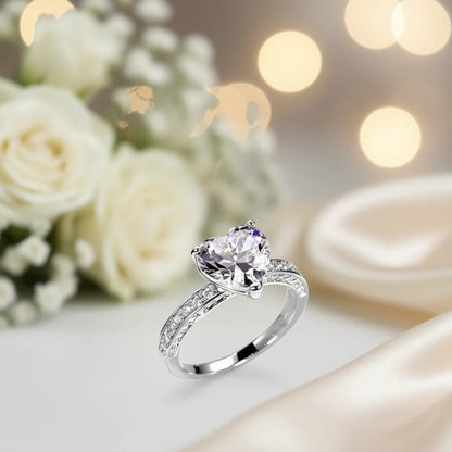 Romantic Heart Cut Diamond Engagement Ring for Women in White Gold with Natural Diamonds G Color F516