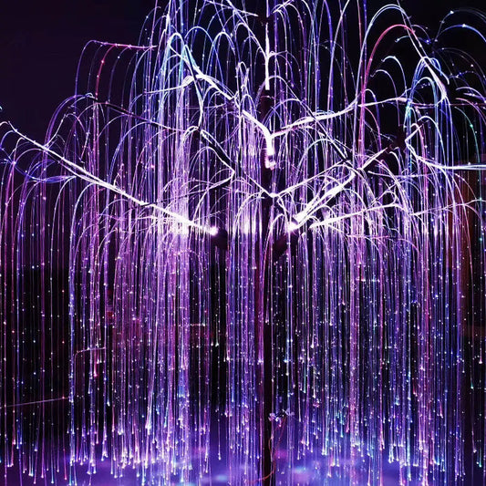 Outdoor Indoor Christmas Park Decor Artificial Plastic Optic Fiber RGBW LED Light Willow Tree IP66 Waterproof Lightweight