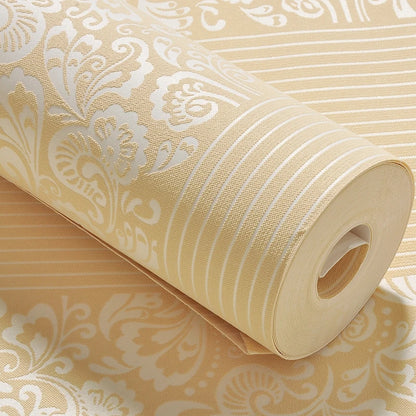 Champagne European 3D Vertical Stripe Wallpaper Bedroom Living Room Hotel Engineering Modern Simple Wallpaper